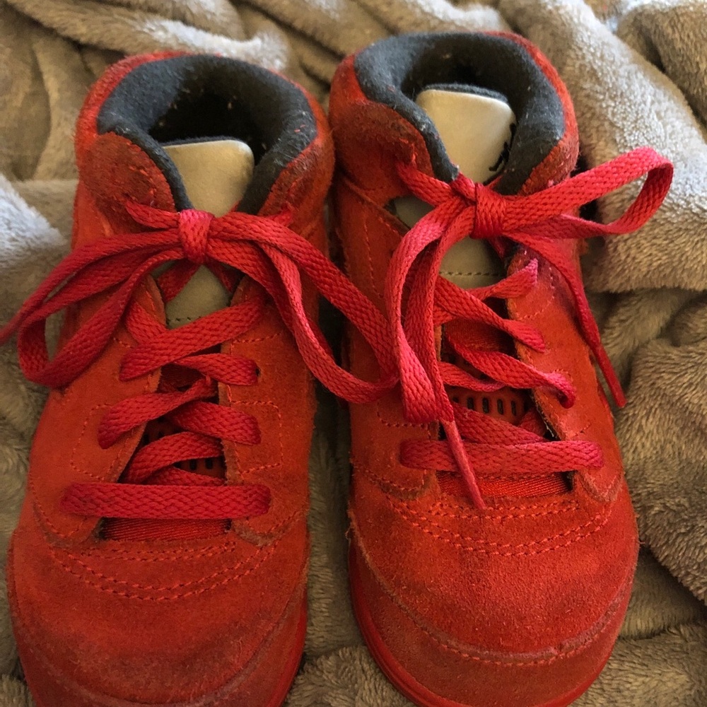 Toddler Air Jordan 5V Retro University Red Suede Raging Bull Size 8C